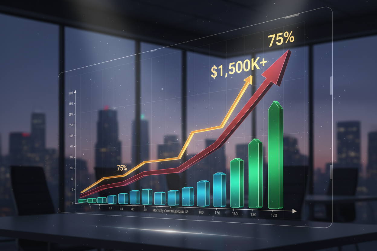 Graphique de croissance montrant des commissions élevées.