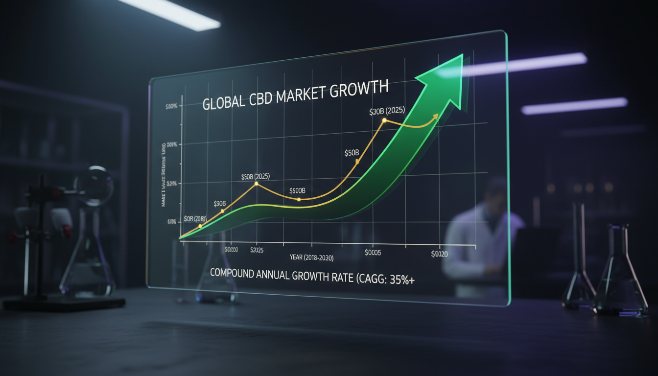 Graphique montrant la croissance exponentielle du marché du CBD