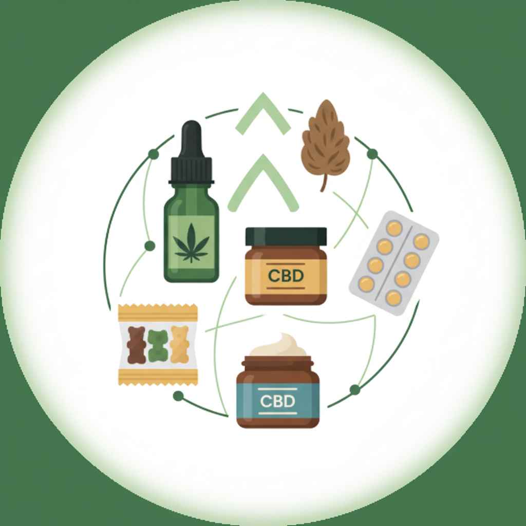 Icône représentant une variété de produits CBD pour l'affiliation.
